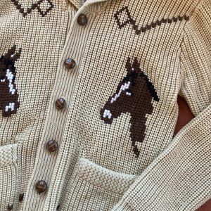 Miller Outerwear Horse Cardigan Cowichan Knit Sweater